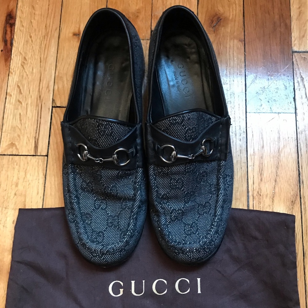 GUCCI horse-bit monogram loafers